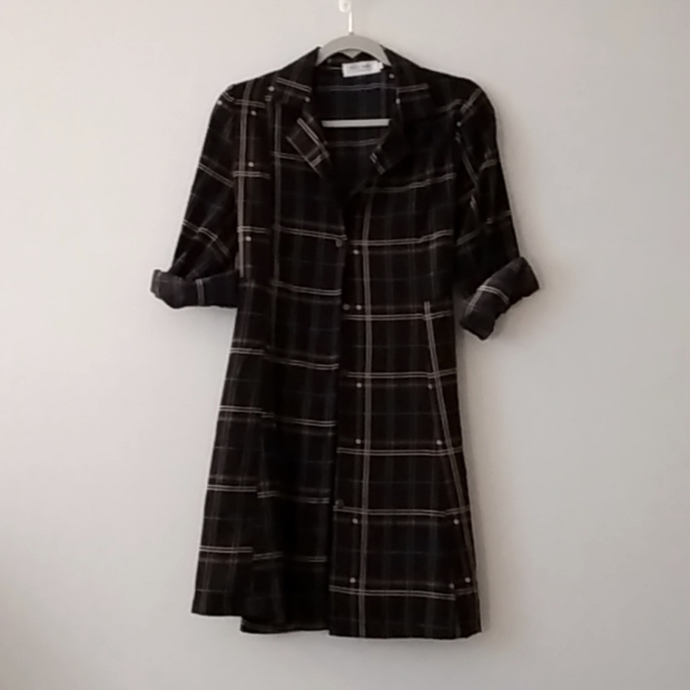 Plaid flannel work dress